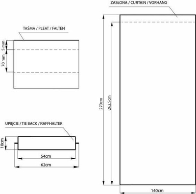 Perde blackout AmeliaHome Pleat, 140x270 cm, poliester, vjollcë e errët