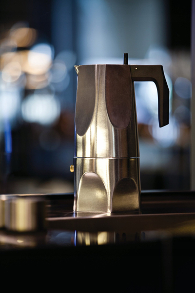 Xhezve për espresso Alessi Ossidiana, 3 filxhanë, alumini, gri metalike
