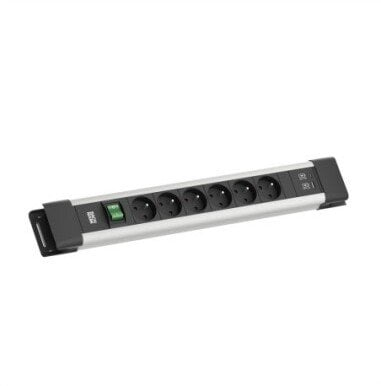 Електричен разводник Bachmann CONNECTUS, 6 приклучоци, USB A C 22W, 2m, црн
