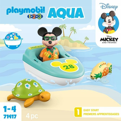 Set lodër Playmobil 1.2.3 Aqua Mickey's Boat Tour, 4 pjesë, për kalamajt 1-4 vjeç, shumëngjyrësh