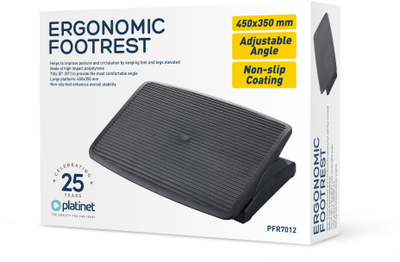Mbështetëse ergonomike për këmbë Platinet PFR7012, lartësi e rregullueshme, sipërfaqe kundër rrëshqitjes, e zezë