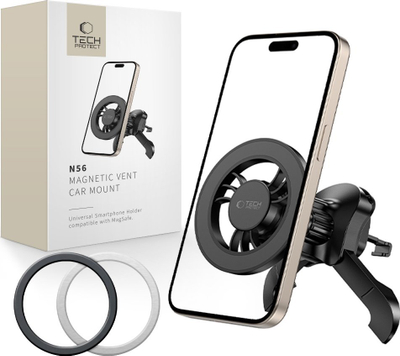 Mbajtëse magnetike telefoni Tech-Protect MagSafe për grilën e ajrit, rrotullim 360°, e zezë
