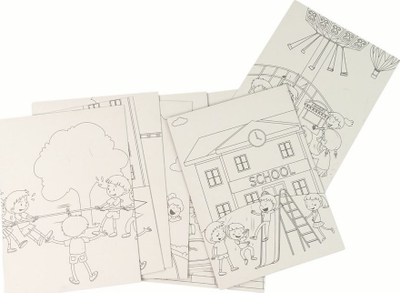 Set vizatimi me gërvishtje Scratch-off Coloring School, për kalamaj, shumëngjyrësh