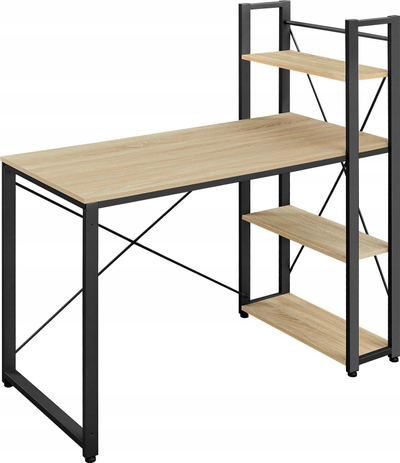 Tavolinë kompjuteri Womax Computer Desk Shelf, me 4 rafte, këmbë të rregullueshme, oak sonoma