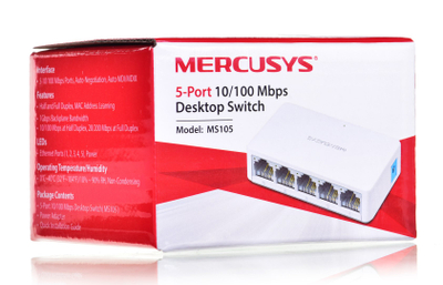 Switch rrjeti Mercusys MS105, 5 porta, 10/100 Mbps, i bardhë