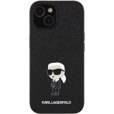 Futrollë telefoni Karl Lagerfeld KLHCP15SGKNPSK, për iPhone 15 6.1", e fortë, e zezë