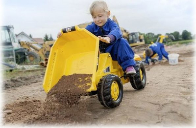 Kamionçinë lodër me pedale Rolly Toys Caterpillar Dumper, kovë me zbrazje, e verdhë