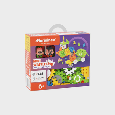 Set blloqe Marioinex Mini Waffle City Garbage Truck, 148 pjesë, për fëmijë 5+