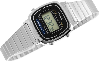 Orë digjitale Casio LA670WD-1, çelik inoksi, ekran i zi