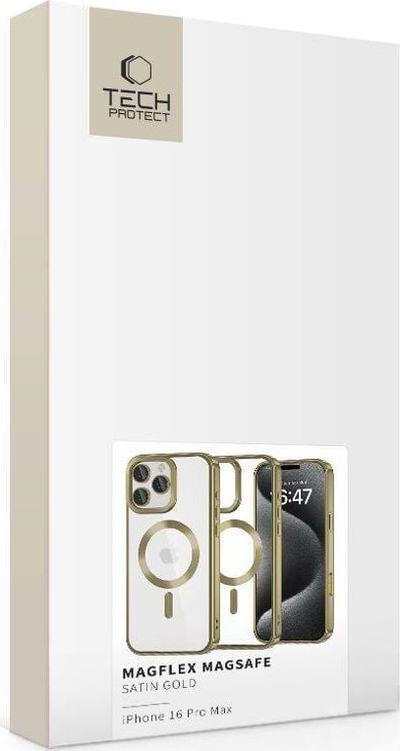 Mbulesë telefoni Tech-Protect MagFlex MagSafe për iPhone 16 Pro Max, transparente, ari satin