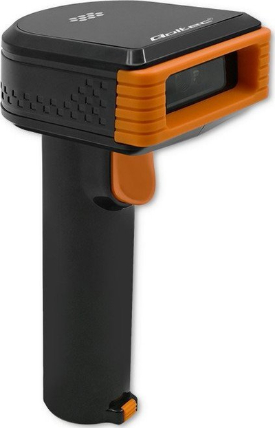 Lexues barkodash Delock 2D wireless, me bazë karikimi, i zi me portokalli