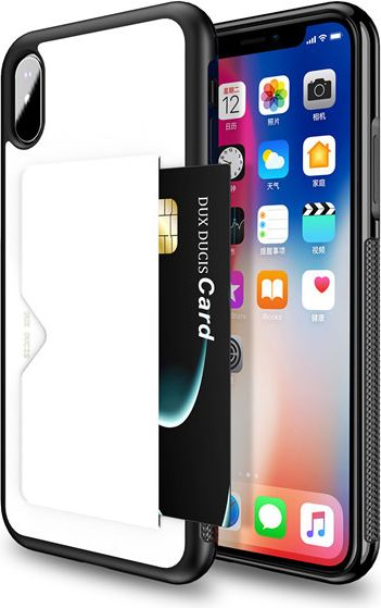Маска за телефон Dux Ducis Pocard Series за iPhone XS Max, со џеб за картички, бела