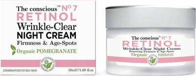 Krem nate kundër rrudhave The Conscious No7 Retinol Pomegranate, 50ml, për lëkurë të kombinuar deri në të yndyrshme