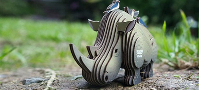 Puzzle 3D Eugy Rhino, 24 pjesë, lodër edukative, shumëngjyrësh
