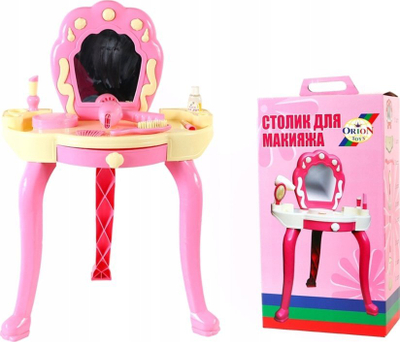 Tavolinë grimimi për kalamaj Orion Toys Art.563, me pasqyrë, me gjëra shtesë, rozë