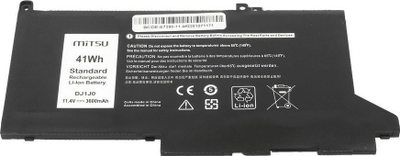 Bateri laptopi Mitsu Dell Latitude E7390 E7490, 3600 mAh 41 Wh, 11.4V, e zezë