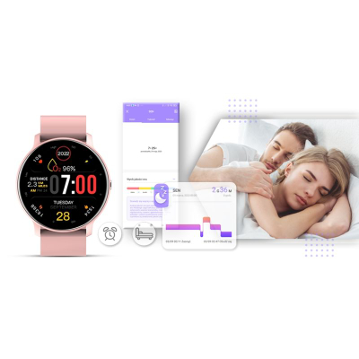 Smartwatch Giewont GW120-1, mat rrahjet e zemrës, i papërshkueshëm nga uji IP67, rozë gold