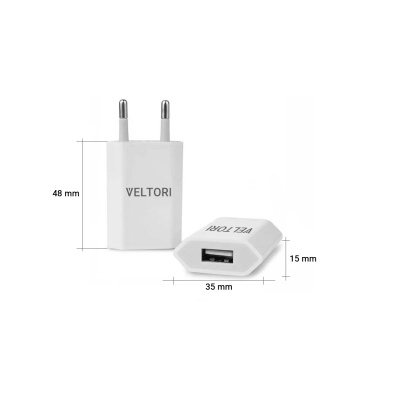 Karikues USB Veltori Power On VTL1, 5V 1A, 1 port, i bardhë