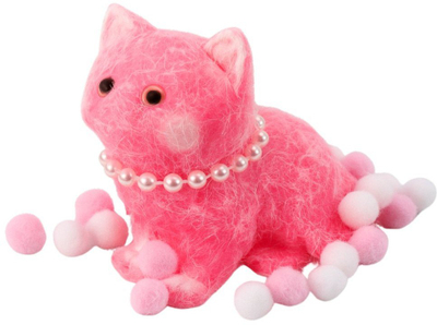 Lodër sensoriale EDUKAMP Squishy Kitty, 8cm, me rruaza dhe pompone, rozë