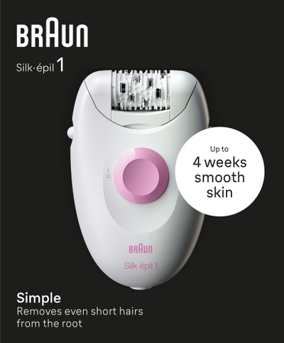 Depilator Braun Silk-épil 1 1-000, me kabllo, bardh e roz