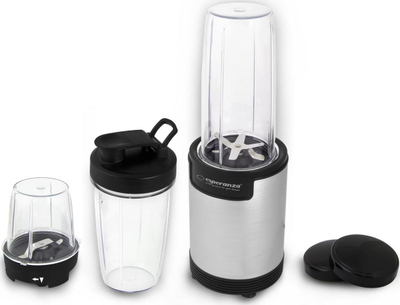 Blender nutriblender Esperanza EKM030, kavanoza plastike, trup inoks, i zi argjendtë