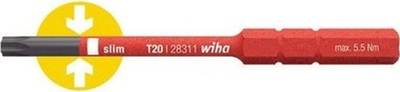 Bit elektrik Wiha slimBit Torx T8, 75mm, i izolum