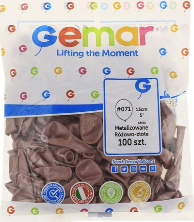 Balona Gemar Metallic, 5", set 100 copë, rose gold metalike