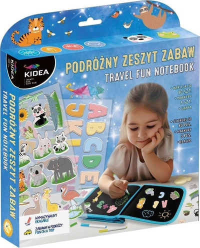 Fletore udhëtimi për kalamaj KIDEA, 6 faqe të ripërdorshme, me markera, shumëngjyrëshe