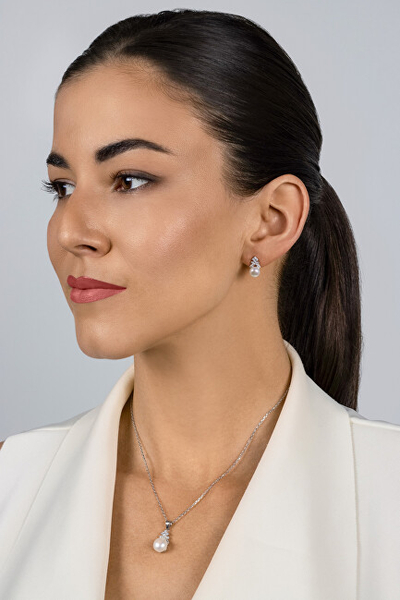 Set qafore dhe vathë Brilio Silver SET238W, të bardha/të argjendta