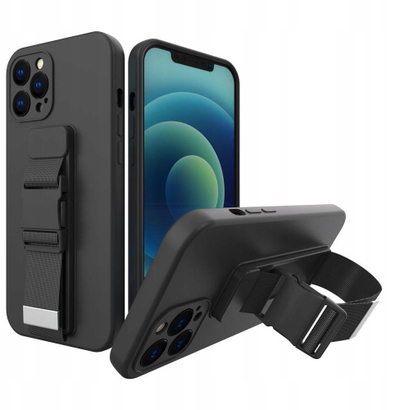 Këllëf telefoni Hurtel Silicone Case, për Samsung Galaxy A13 5G, me rrip varëse, i zi
