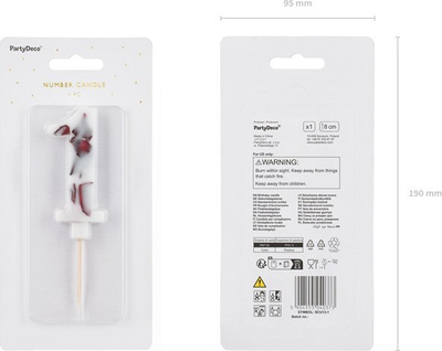 Kandël me numër me lule Candle Number Flower, 8 cm, e bardhë