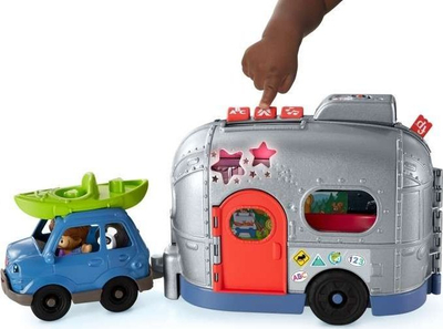 Set lodrash Fisher-Price Little People Light-Up Learning Camper, edukativ, me drita dhe tinguj, shumëngjyrësh