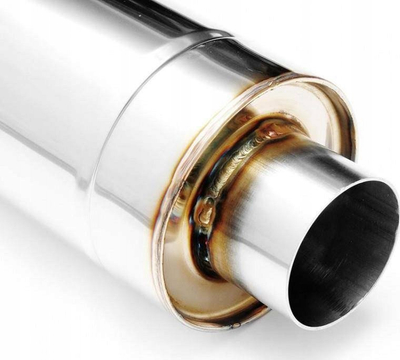 Auspu sportiv në mes RM Sport Center Muffler 60mm 500mm, inox T304, hyrje 60mm, argjendtë