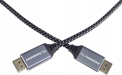 Kabllo DisplayPort PremiumCord 1.4, 1m, 8K, tekstil zi bardhë