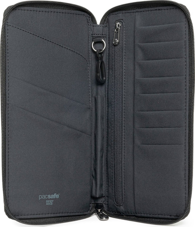 Portofol udhëtimi Pacsafe RFIDsafe Travel Wallet, me mbrojtje RFID, i zi
