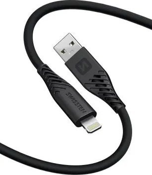Kabllo karikimi Swissten Soft Silicone USB Lightning, 60W, 1.5m, e zezë