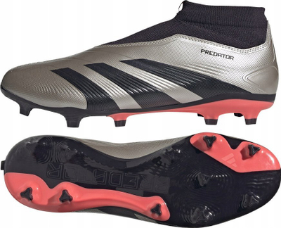 Këpucë futbolli Adidas Predator League LL FG IF6331, pa lidhëse, për fusha të forta, argjendi me të zezë