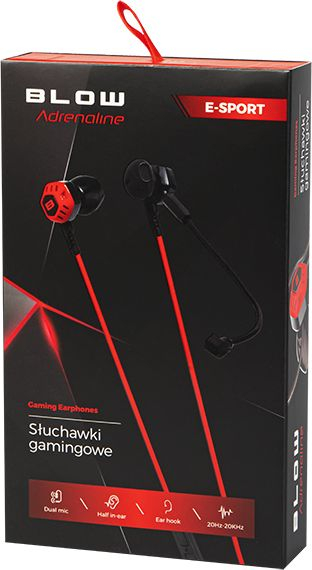 Kufje gaming BLOW B-16, me mikrofon, jack 3.5 mm, të zeza me të kuqe