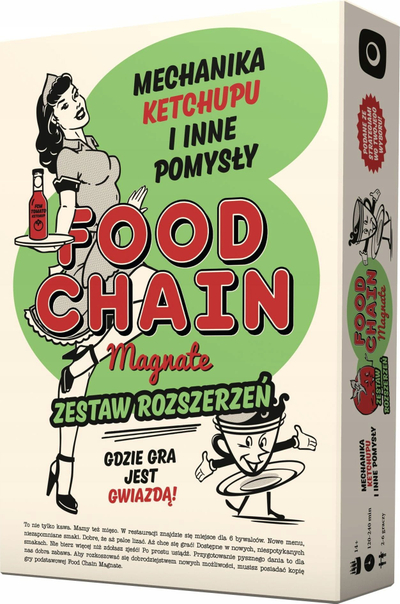 Zgjerim loje tavoline Portal Games Food Chain Magnate The Ketchup Mechanism, për lojën bazë Food Chain Magnate, shumëngjyrëshe