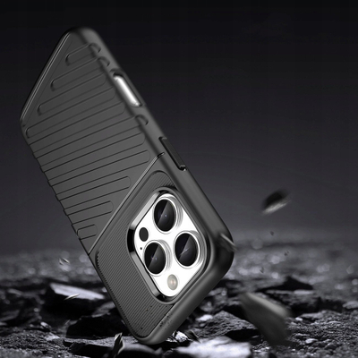 Mbrojtëse telefoni Hurtel Thunder Case për iPhone 16e, silikon i forcuar, e zezë