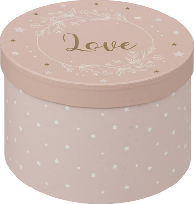 Kuti lodrash Thalie Round Toy Boxes, set 3 copë, karton, rozë