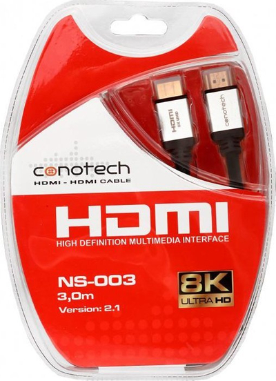 Kabllo HDMI Conotech NS-003, 2.1 Ultra High Speed, 8K 4K 120Hz, 3m, e zezë