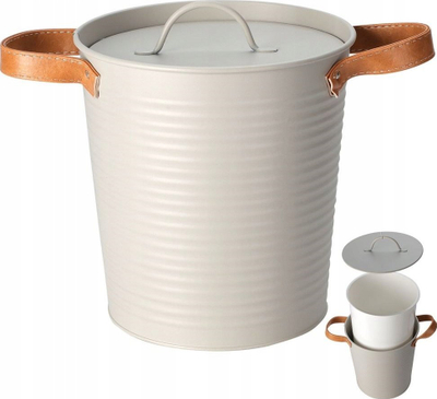 Kovë akulli Home Styling Collection, 3.3L, me kapak dhe doreza lëkure, gri e hapur