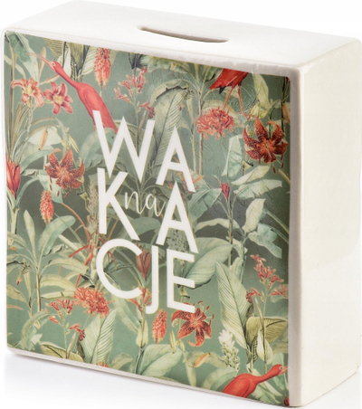 Kuti kursimi ADI Money Box Holidays, qeramike, 12.8x5.4x12.7cm, jeshile me lule