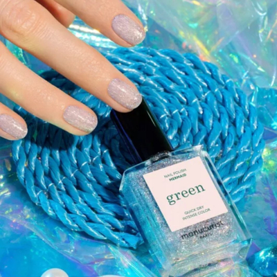 Llakk thonjsh Manucurist Green Mermaid, efekt shkëlqimi, 15ml, me glitter shumëngjyrësh