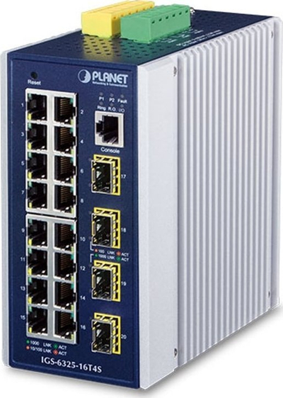 Мрежен свич PLANET IGS-6325-16T4S, L3 управуван, гигабитен Етернет, индустриски