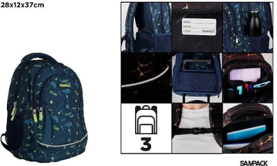 Shpinore PLAY, tre ndarje, 28x12x37cm, blu navy