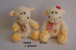 Lodër pelushi Sun Day Sheep O0492, me zë, 21 cm, krem