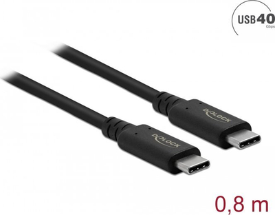 Kabllo USB‑C DeLOCK USB4 koaksial, 40 Gbps, 0.8 m, e zezë