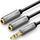 Kabllo audio UGREEN, 3.5mm mashkull në 2x 3.5mm femër, splitter AUX, e zezë